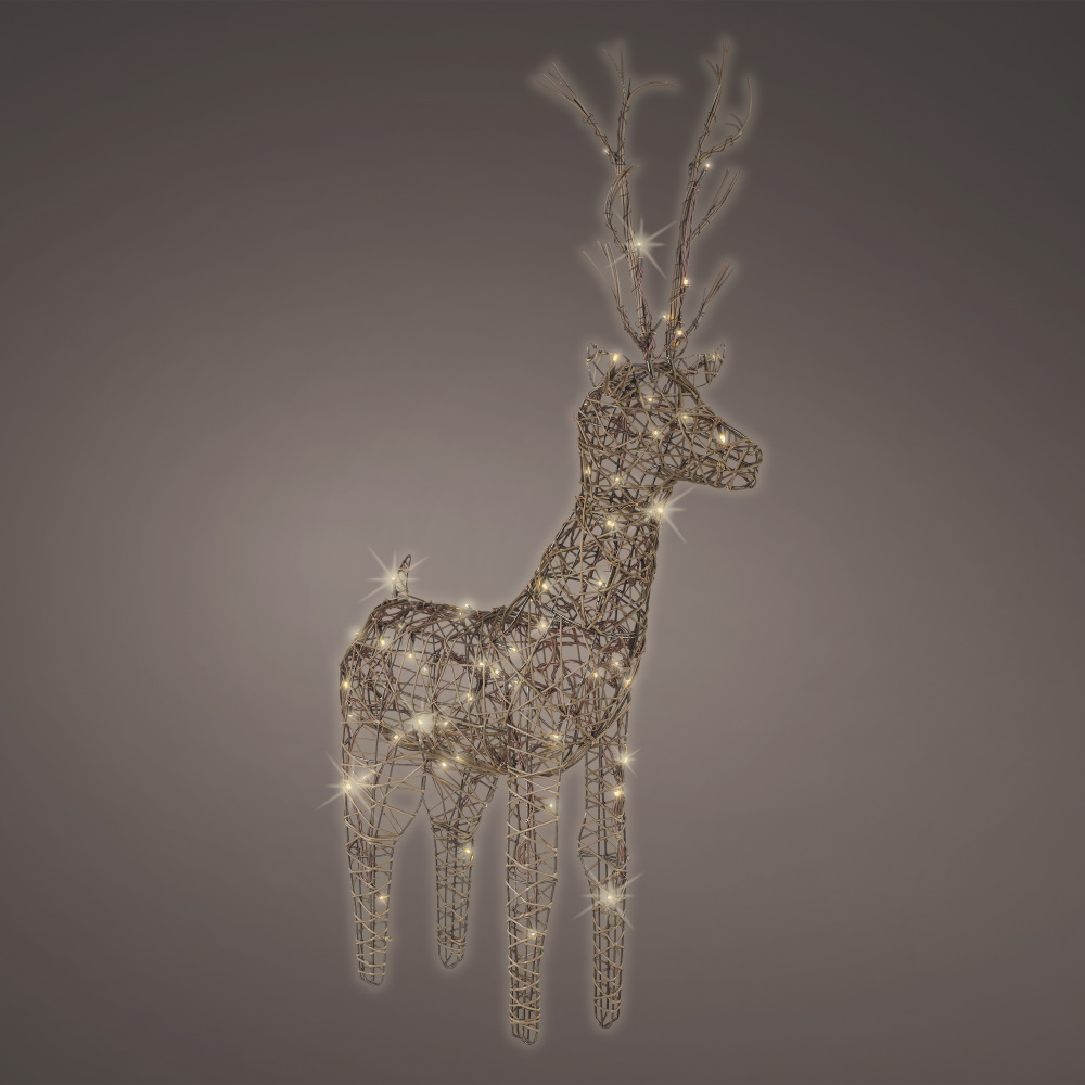 135cm - LED Wicker Outdoor Christmas Deer - Brown/Warm White