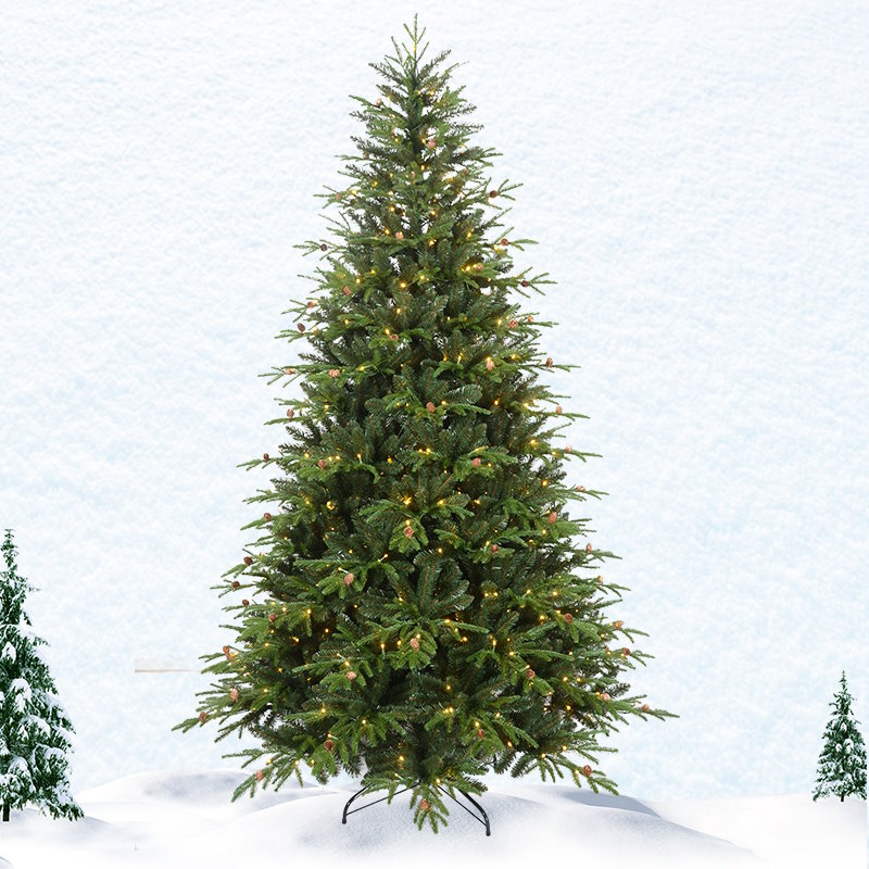 7.5ft (230cm) Prelit Artificial Christmas Tree with Pine Cones w/ 560 Warm White LEDs