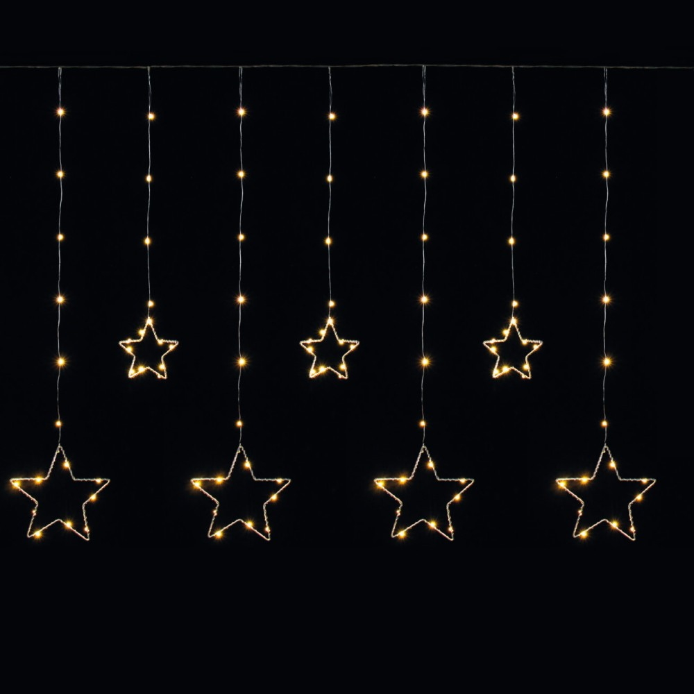 Star Curtain Christmas Lights with 150 Warm White LEDs