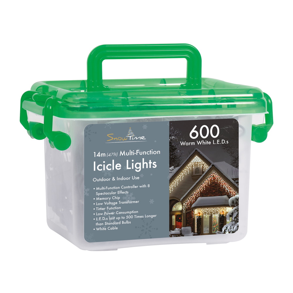 600 Warm White LED Icicle Christmas Lights Multi Function with Timer