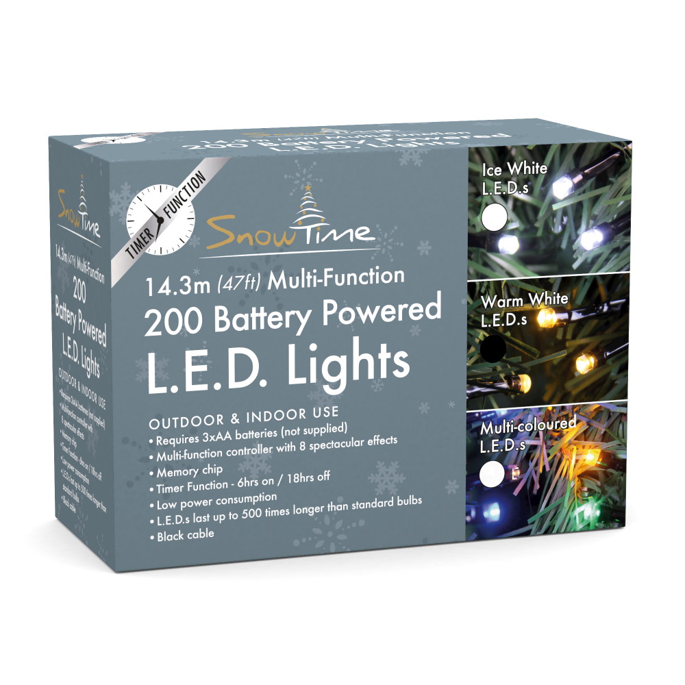 200 Warm White LED Chasing Lights (Battery Operated)