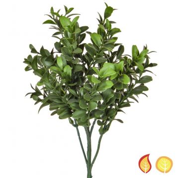 47cm Buxus Foliage - Green/Red (Fire Resistant & UV Protected)