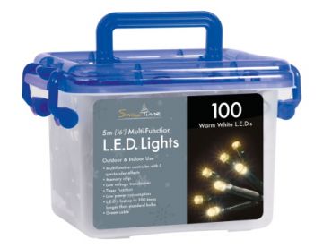 100 Warm White LED Multi Function Christmas Lights with Timer