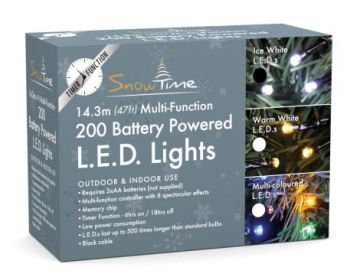 200 White LED Chasing Lights (Battery Operated)