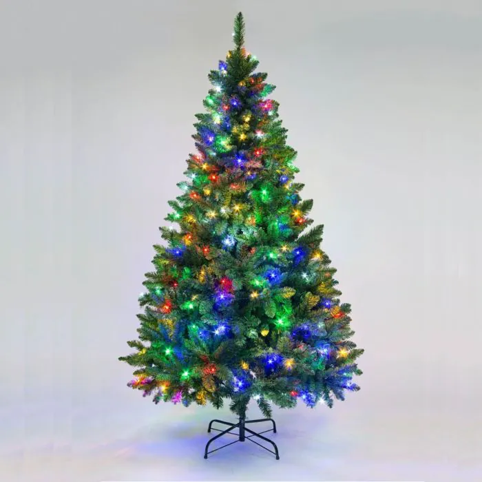 7ft (210cm) Prelit Glendalough Pine Green with Multi Coloured LEDs
