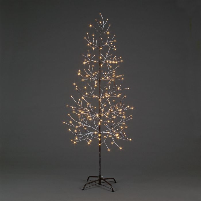6ft (180cm) Brown Snowy Tree with 240 Warm White LEDs main product photo