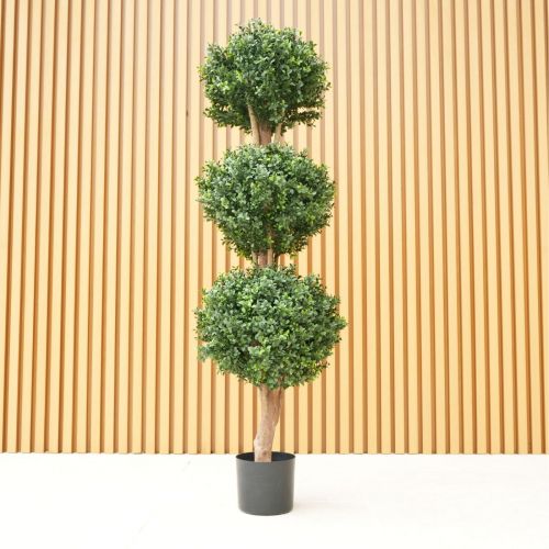 4.5ft (140cm) Artificial Triple Ball Boxwood Tree (UV Protected)