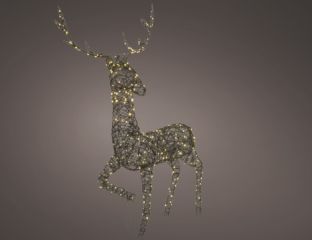 124cm - Micro Wicker Outdoor Christmas Reindeer - Dark Brown/Warm White