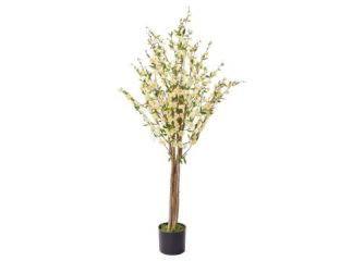 150cm (5ft) Cherry Blossom with Natural Tree Trunk  - White