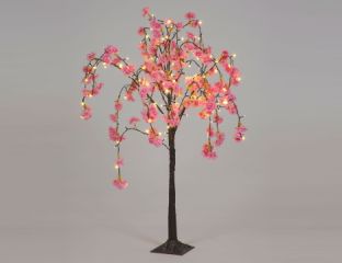 4ft (1.2m) Cherry Blossom Tree with 144 Dark Pink Flowers & Warm White LED Lights