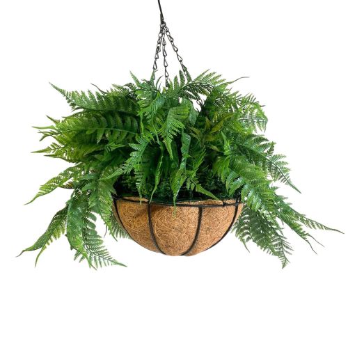 40cm Outdoor Living Green Fern Hanging Basket