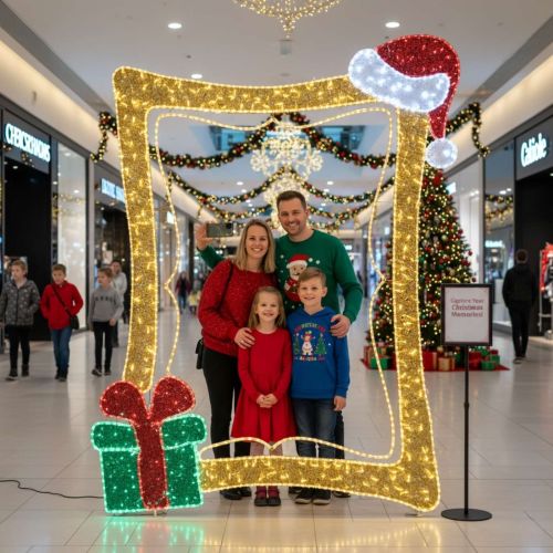 210cm Photo Opportunity Lit Frame with Santa Hat