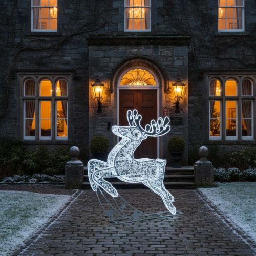 163cm x 180cm Lit Prancing Display Reindeer