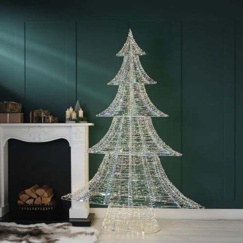 7ft (210cm) Lit Iridescent Display Christmas Tree - Warm White LED