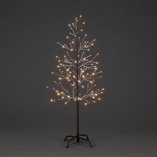 4ft (120m) Brown Snowy Tree with 120 Warm White LEDs