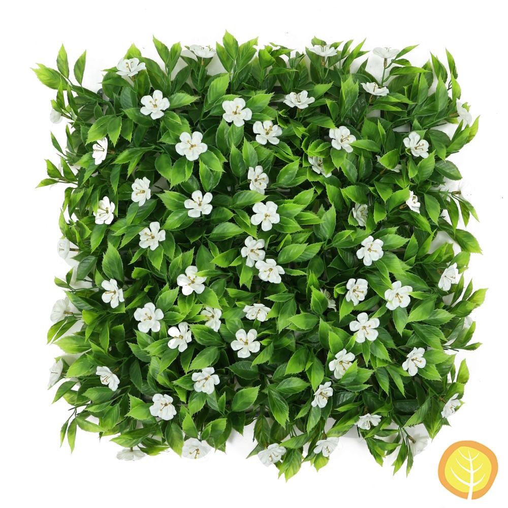 Jasmine Cream Flower and Leaf Wall Panel 50cm x 50cm 4 Pack - 1m x 1m Total (UV Resistant)