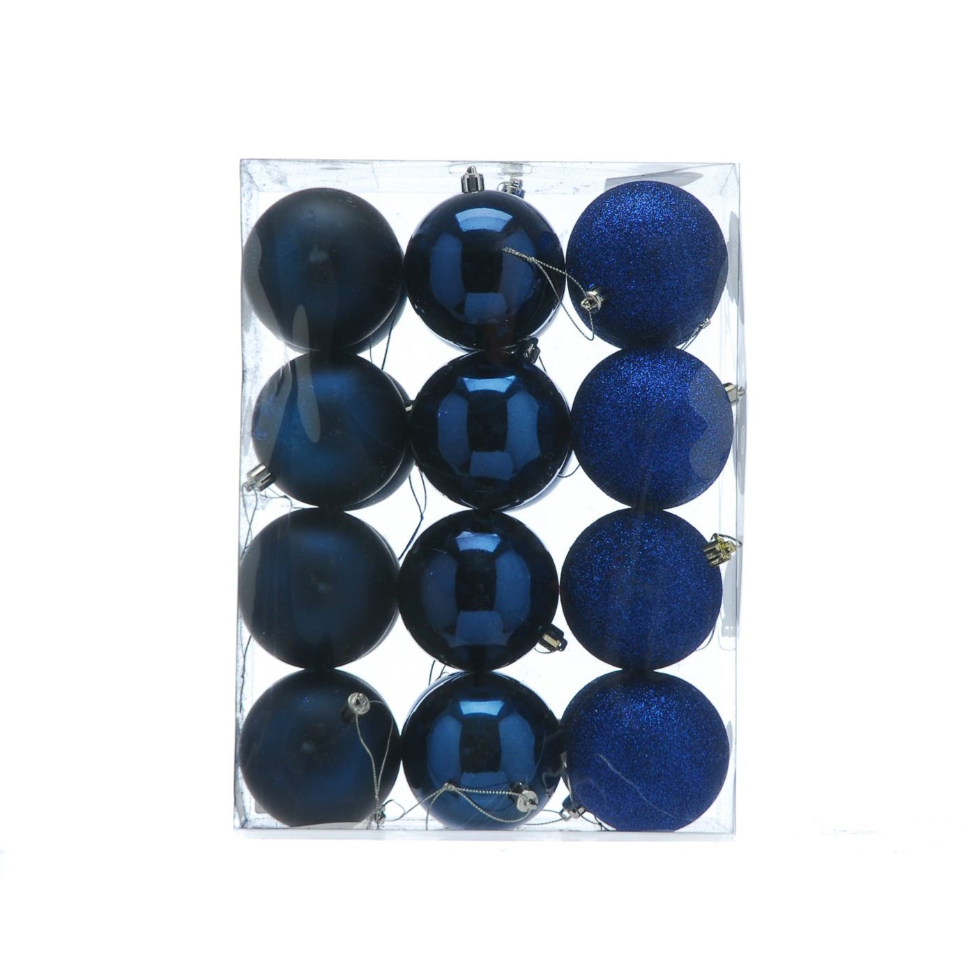 24 Pack 8cm Mixed Finish Dark Navy Baubles