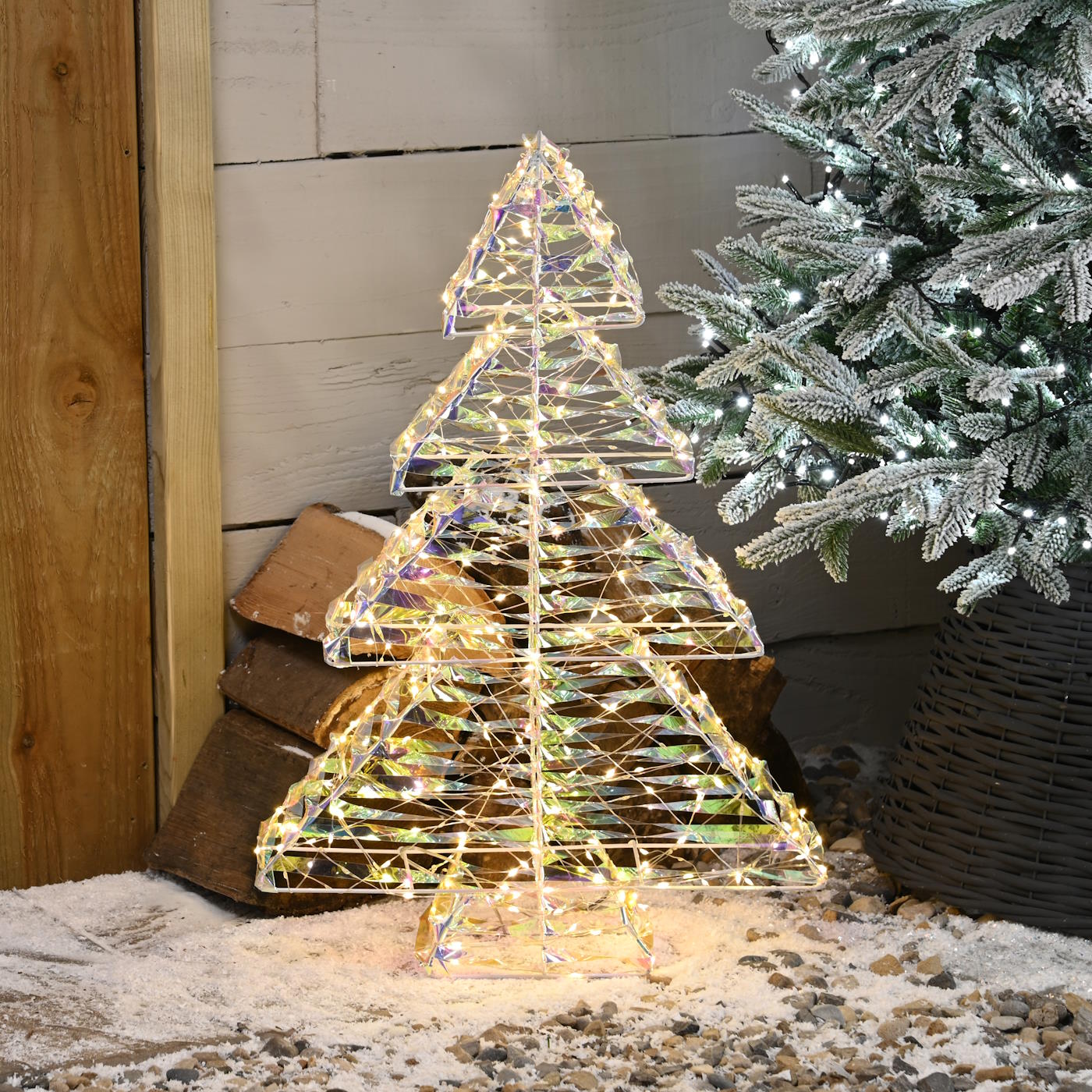 60cm Lit Star Shimmer Christmas Tree - Multi Function Warm White LED
