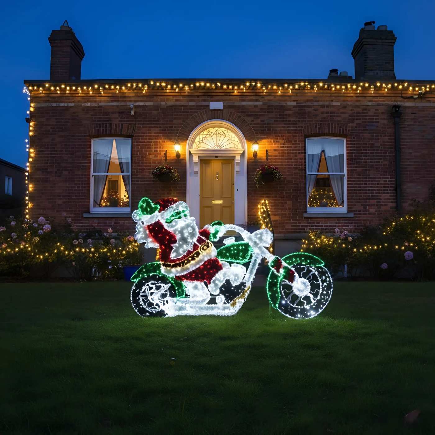 150cm x 250cm Lit Santa on Motorbike