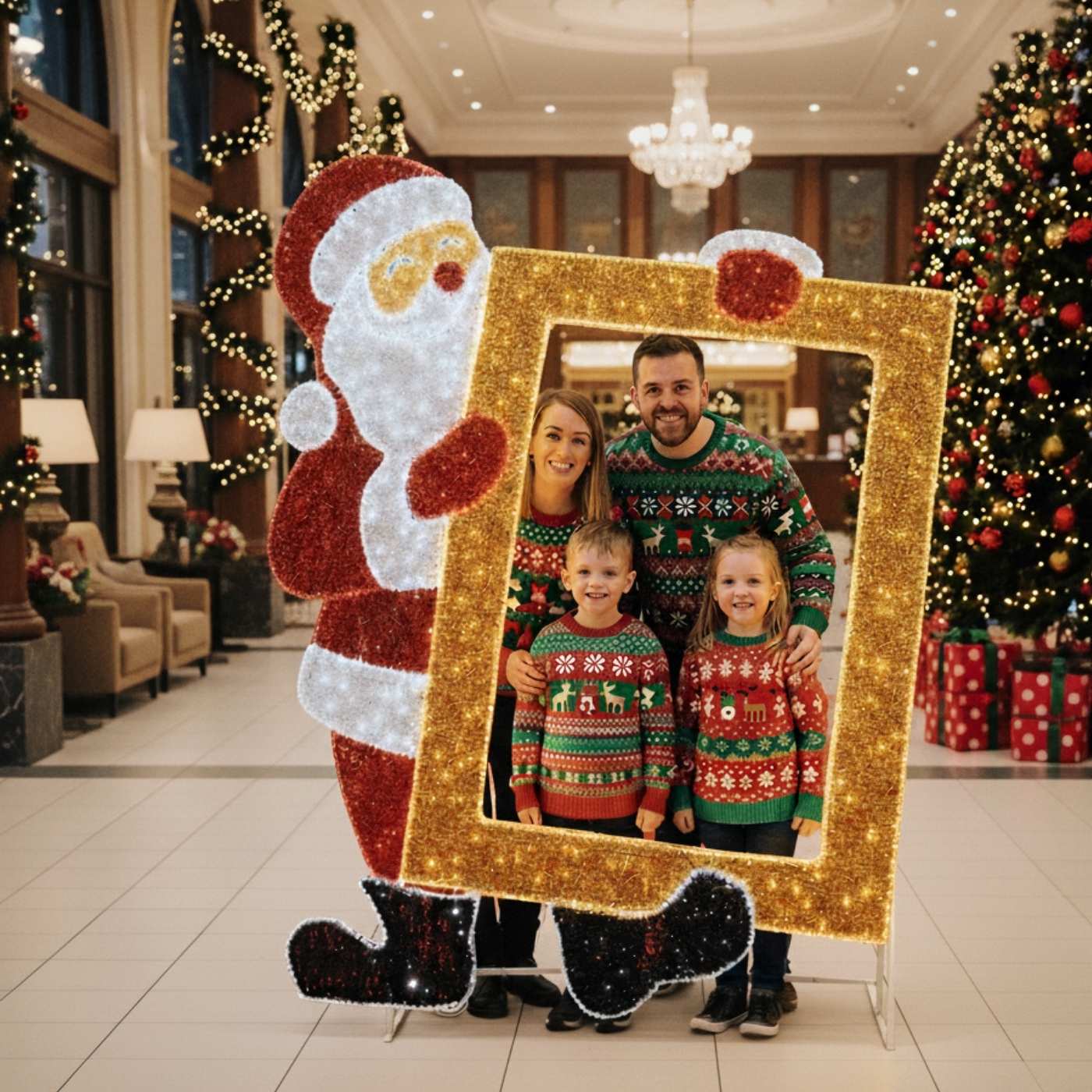 270cm Lit Santa Picture Frame Photo Opportunity