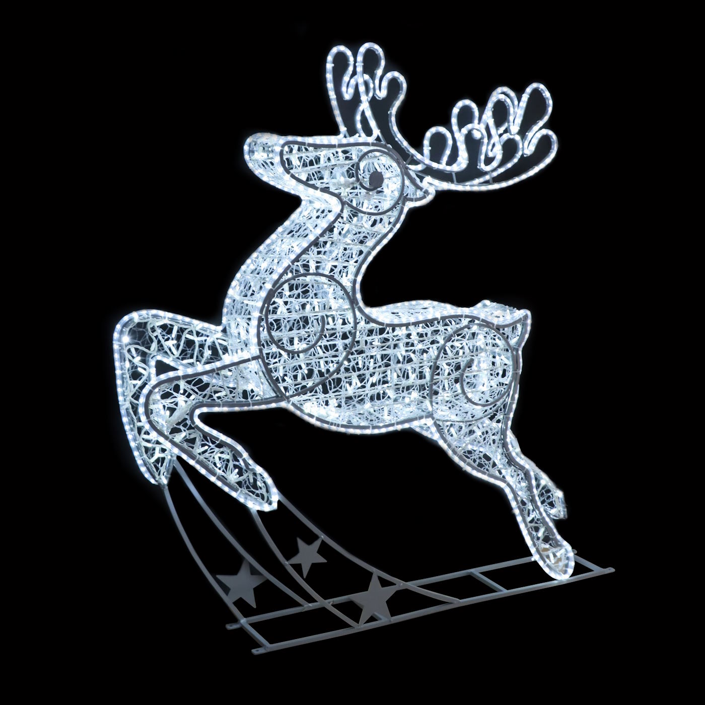 163cm x 180cm Lit Prancing Display Reindeer