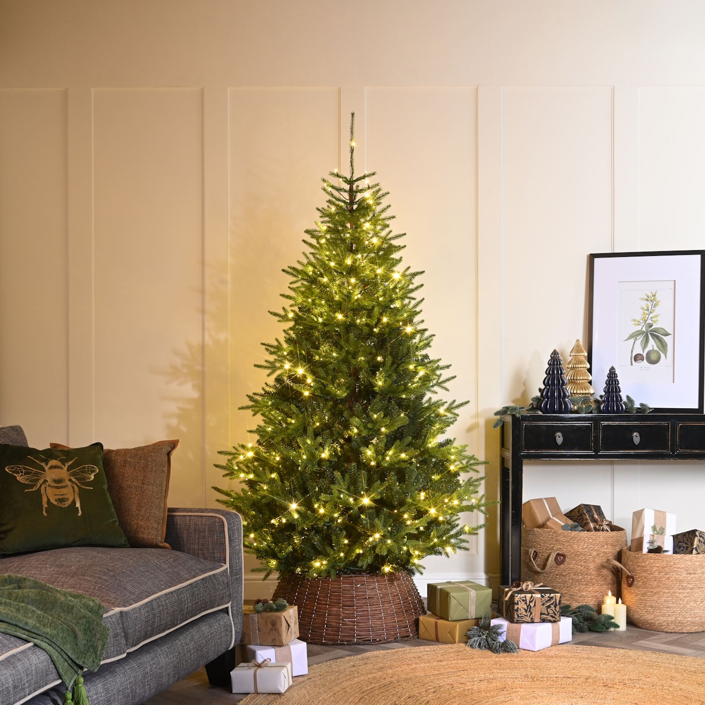 7ft (210cm) Prelit White Mountain Pine Artificial Christmas Tree