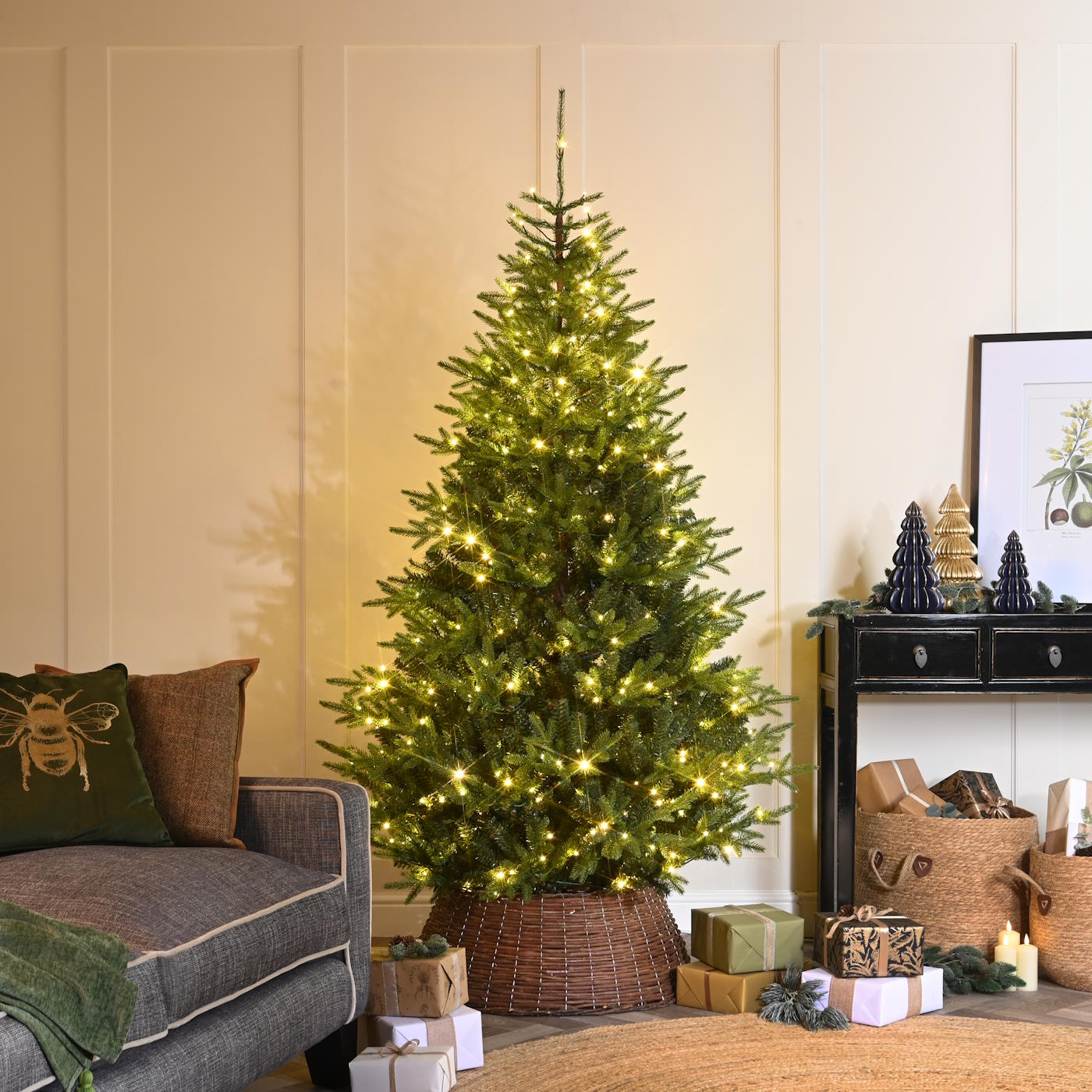 6ft (180cm) Prelit White Mountain Pine Artificial Christmas Tree