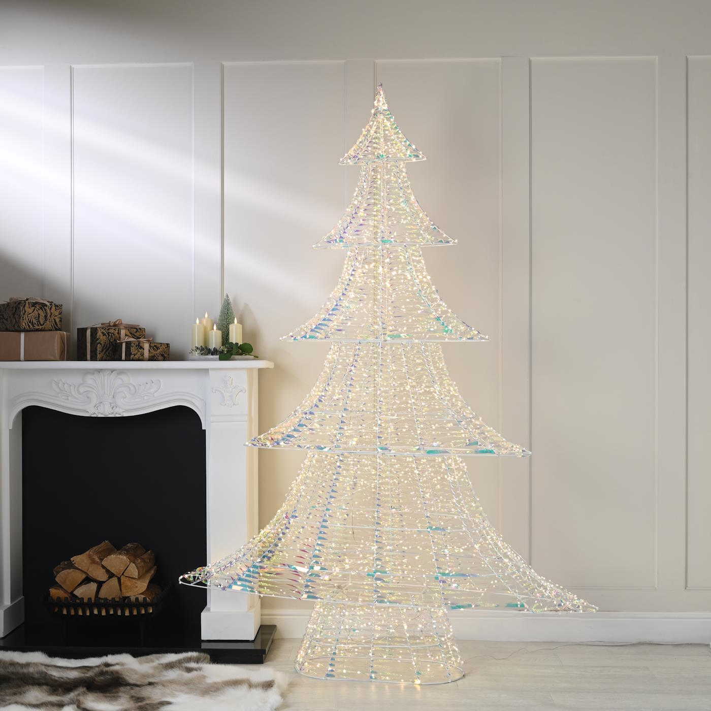7ft (210cm) Lit Iridescent Display Christmas Tree - Warm White LED