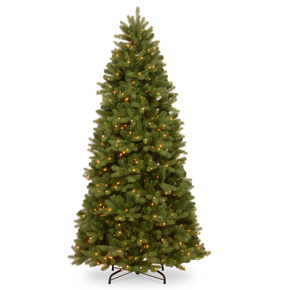 7.5ft (225cm) Newberry Spruce Pre-Lit Slim Christmas Tree w/ 450 Warm White LEDs