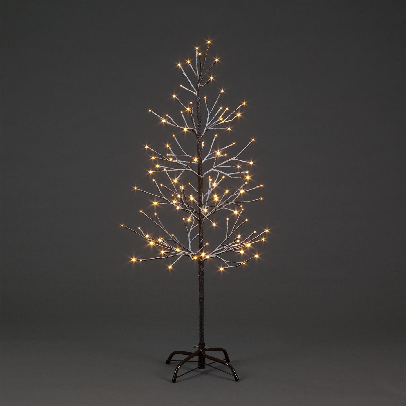 4ft (120m) Brown Snowy Tree with 120 Warm White LEDs
