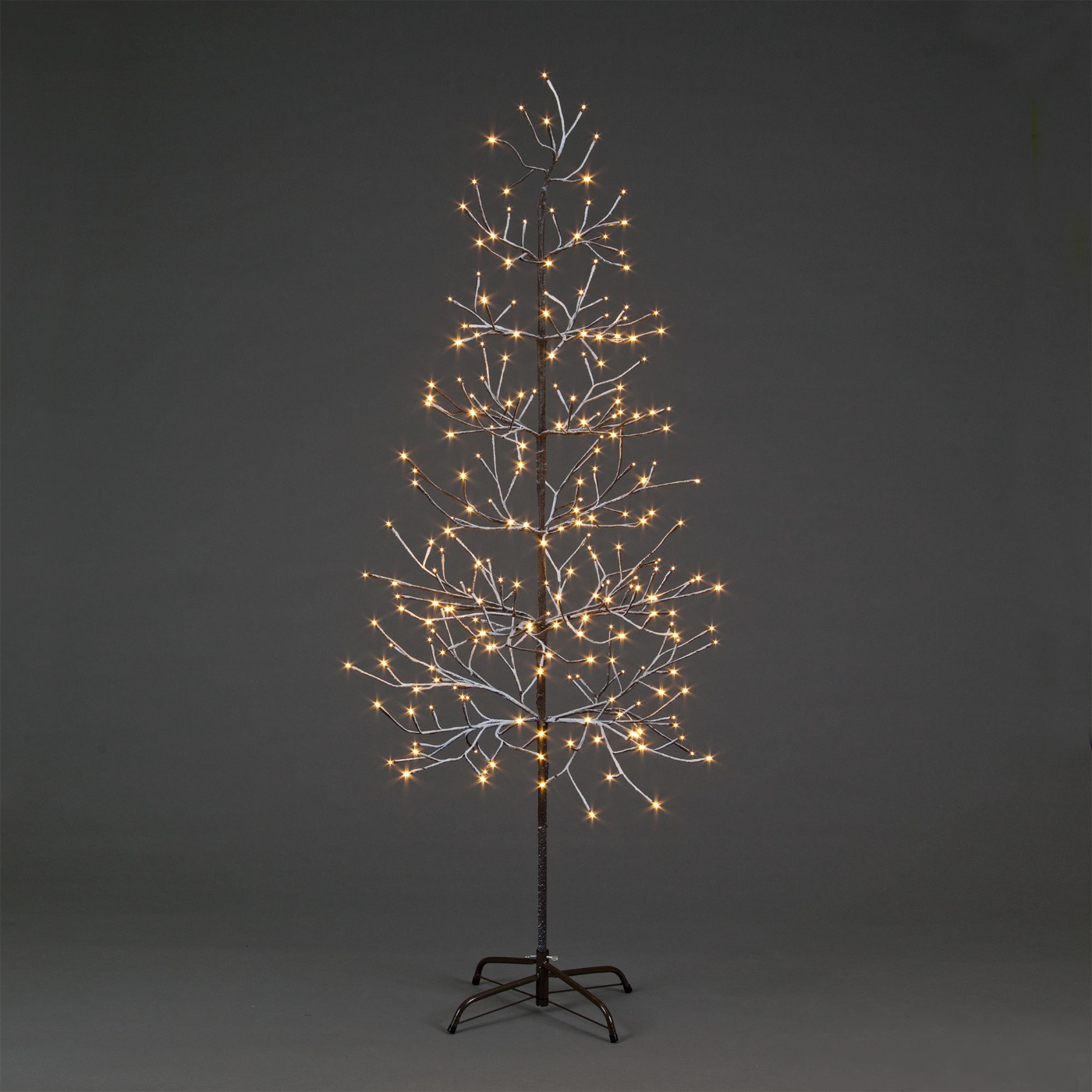 6ft (180cm) Brown Snowy Tree with 240 Warm White LEDs