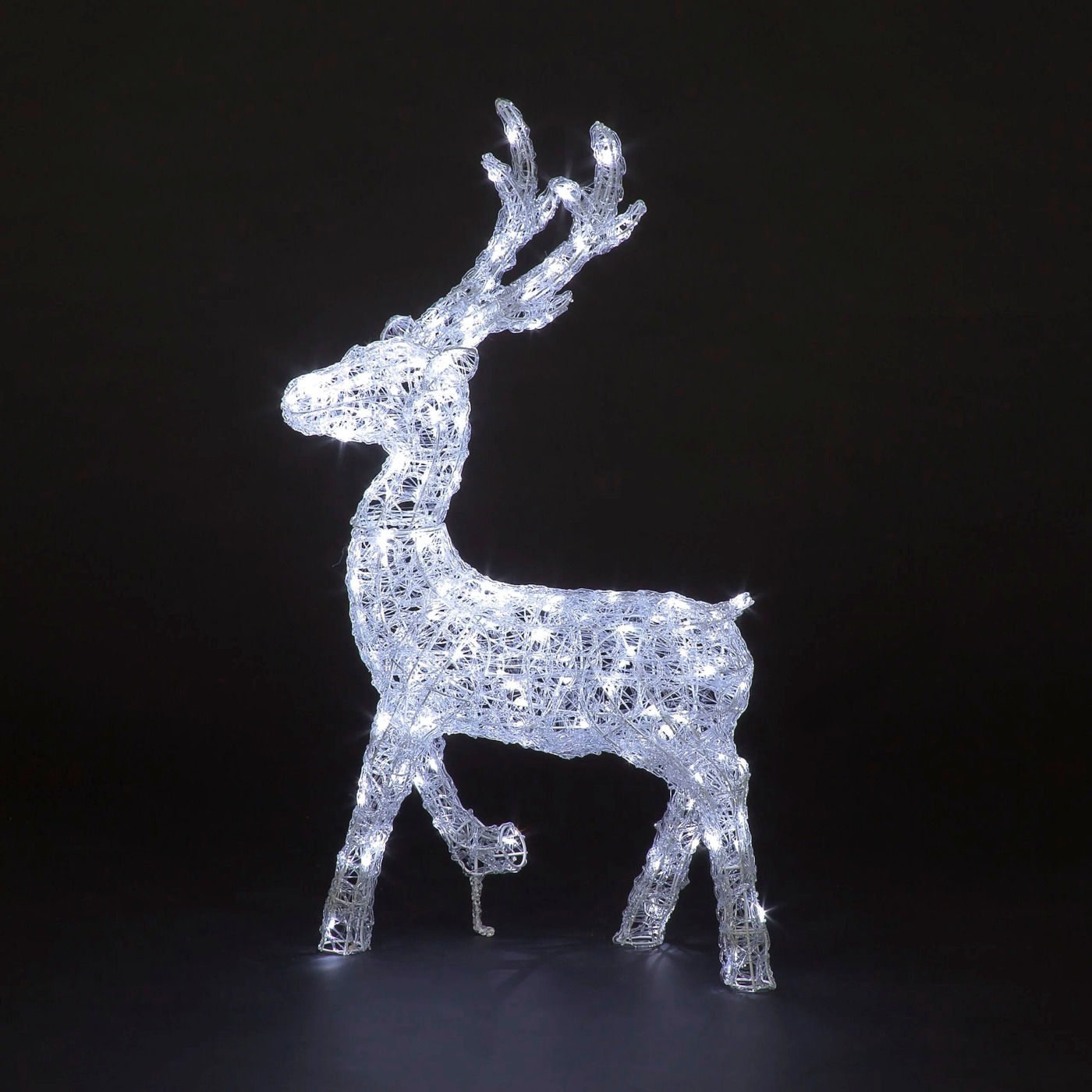 1m Spun Acrylic Reindeer with 140 Ice White LEDs