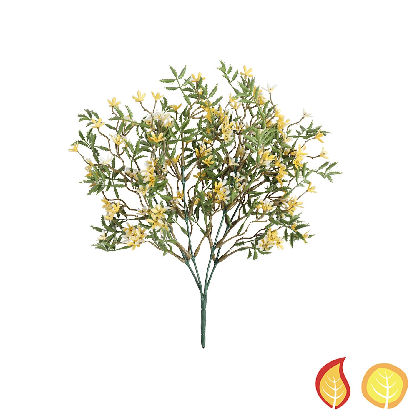 37cm Plants Base Bush Mini Flower Yellow (Fire Resistant & UV Protected)